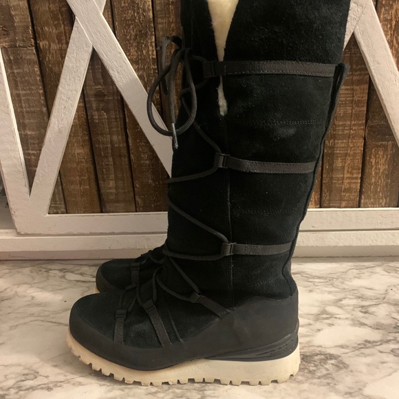 North Face Cryos Black Suede Tall Boots 